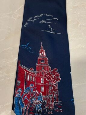 Vtg Sears Tie Mens Colonial America USA Pennsylvania 1776 Bicentennial Patriot